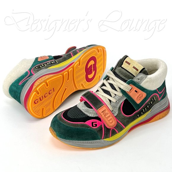 ⚡️SOLD! NEW GUCCI Men's Ultrapace Mid Top Suede Leather Sneakers 8 US / 7.5 G - Picture 4 of 12